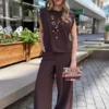 Top sin mangas combinado con pantalón palazzo - Carola Pino Boutique